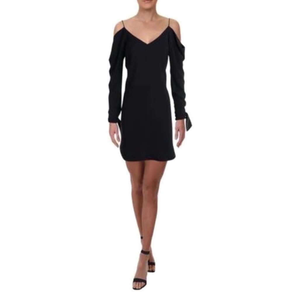 Cosette Clothing Navy Blue Long Sleeve Dress Mini Ferris Cutout Shoulder Sz Med